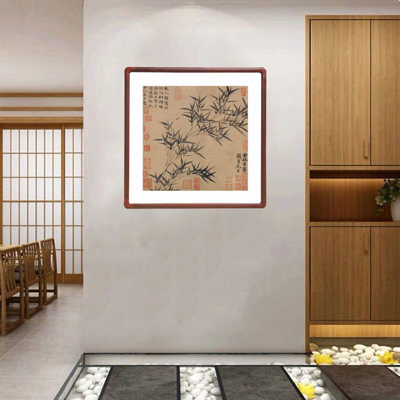 倪瓒墨竹图国画竹子斗方水墨画现代中式客厅装饰画办公室玄关挂画