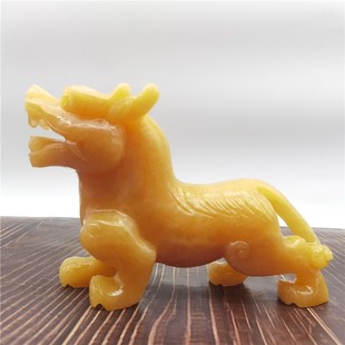 天然玉石米黄玉狴犴摆件客厅办公室装饰家居招财纯手工动物工艺品