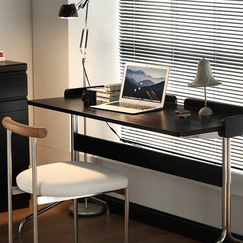 向晚书桌复古纯实木橡木办公桌电脑桌写字台学习中古桌书房家具