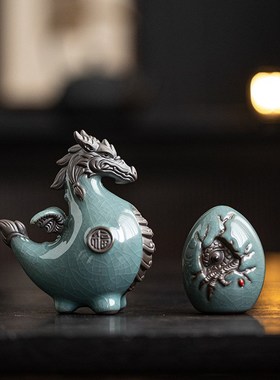 创意陶瓷龙马精神摆件招财客厅玄关酒柜装饰品生肖龙办公桌面摆设