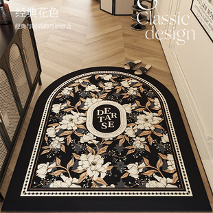 复古风入户门地垫现代花卉地毯可裁剪pvc易打理环保皮革防滑地垫