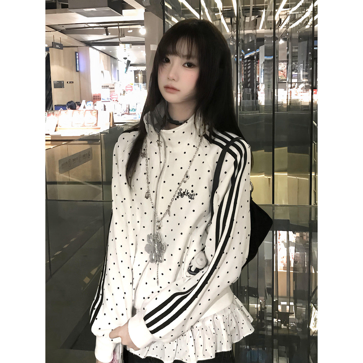 日系波点外套女春季新款j