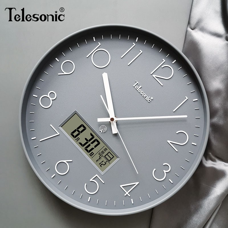 天王星超静音自动对时电波钟表挂钟客厅挂墙大气颜色家用简约时钟