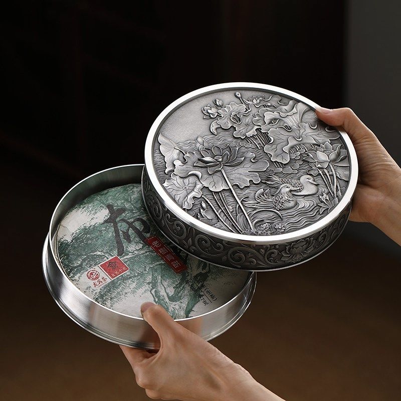 爱赏高纯度锡茶饼盒锡罐茶叶罐357g七子饼储茶罐密封罐功夫茶具,餐饮具,茶饼盒,淘宝优惠券,粉丝福利购,淘宝优惠卷