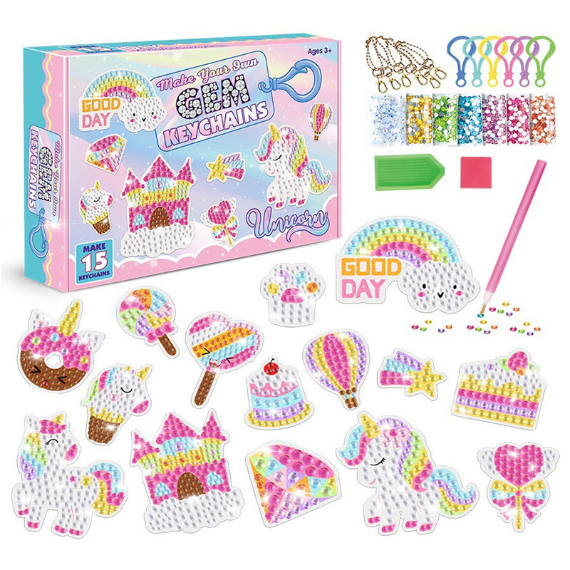 儿童diy手工制作材料包钻石贴画贴钻画玩具女孩贴砖石画2023新款