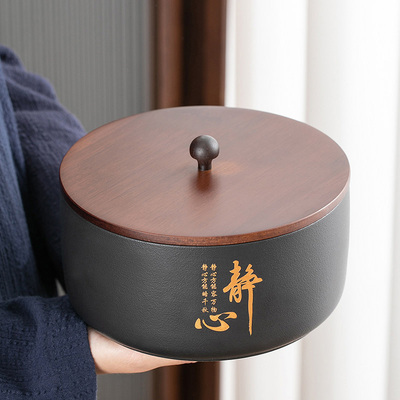 建水陶瓷带盖茶渣缸废水桶