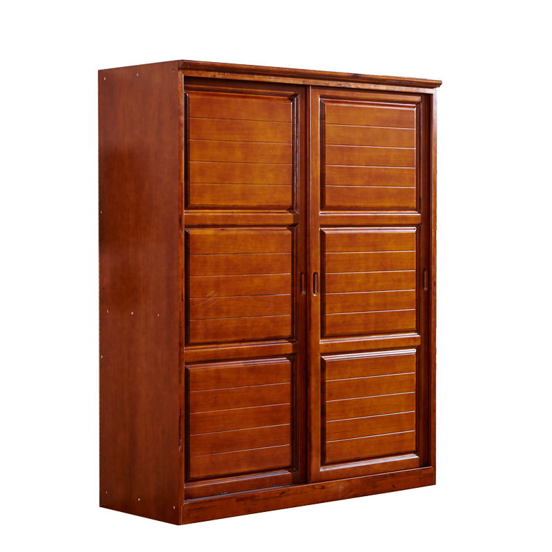 实木衣柜推拉滑移门现代中式香樟木衣柜卧室大衣橱小户型2门柜子