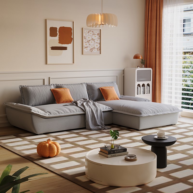 奶油风高级绒布艺沙发现代简约小户型客厅帆船贵妃沙发202新款