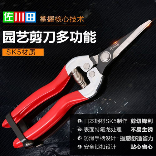 佐川田SK5钢平口园艺家用修枝盆景剪刀专业花卉剪小枝条花艺插花