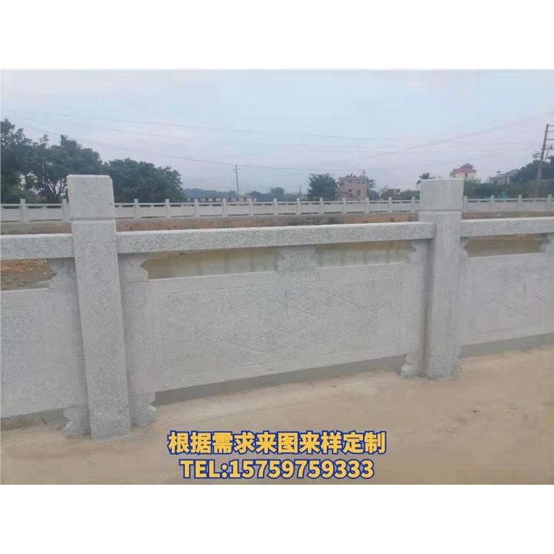 汉白玉石栏杆大理石栏杆芝麻白石雕栏杆河堤石材栏板石材护栏定制