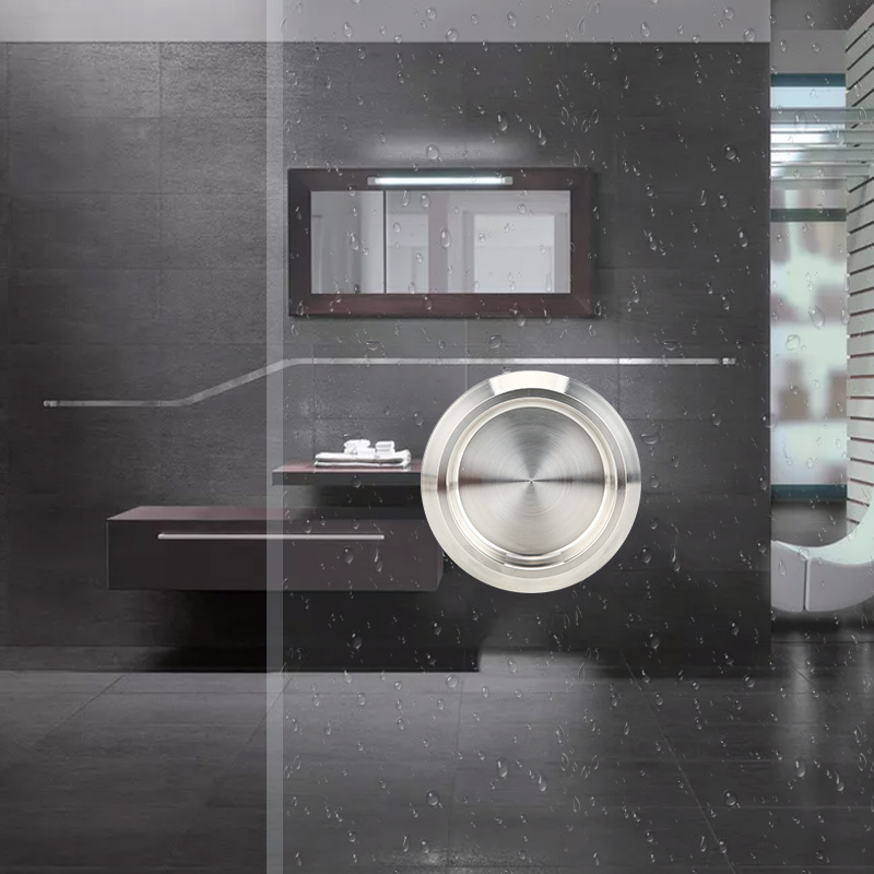 浴室玻璃门拉手淋浴房推拉移门拉手30不锈钢圆形单孔小拉手黑色