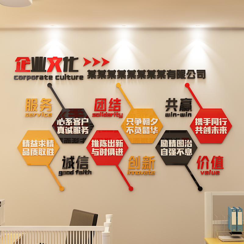 办公室墙面装饰公司企业文化背景氛围布置员工激励志标语贴画会议