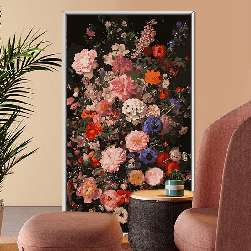 数字油画diy填充手绘手工画diy肌理画涂色丙烯解闷油彩画装饰画
