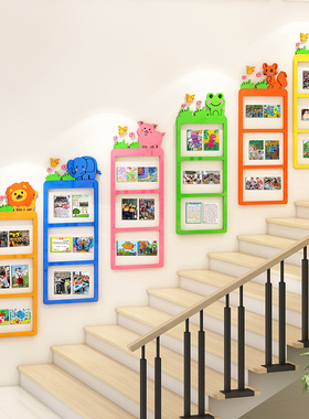 幼儿园照片墙教室走廊楼梯墙面装饰作品展示环创主题墙贴环境布置