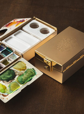 Frazer Price同款复刻黄铜电镀水彩盒便携调色盒盘保湿画架多功能