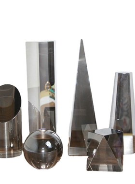 现代样板房家居装饰摆件托盘玻璃几何小饰品磨砂水晶艺术摆设