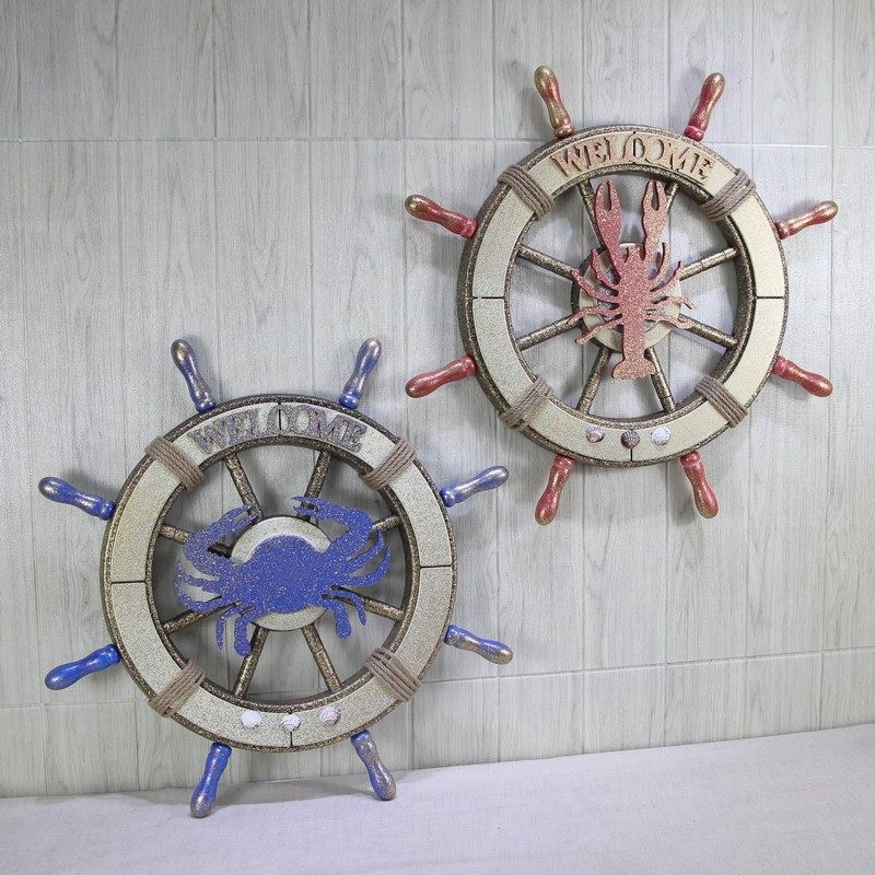 地中海船舵装饰品挂件复古舵手摆件海洋风酒吧咖啡厅背景墙壁挂饰,家居饰品,壁饰,淘宝优惠券,粉丝福利购,淘宝优惠卷