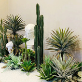 仿真剑麻树龙舌兰PU芦荟沙漠肉质绿植物盆栽室内热带庭院景观装 饰