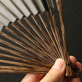 浙派安吉名家王光林监制全金丝竹老料马牙头95寸摺扇竹扇子把件