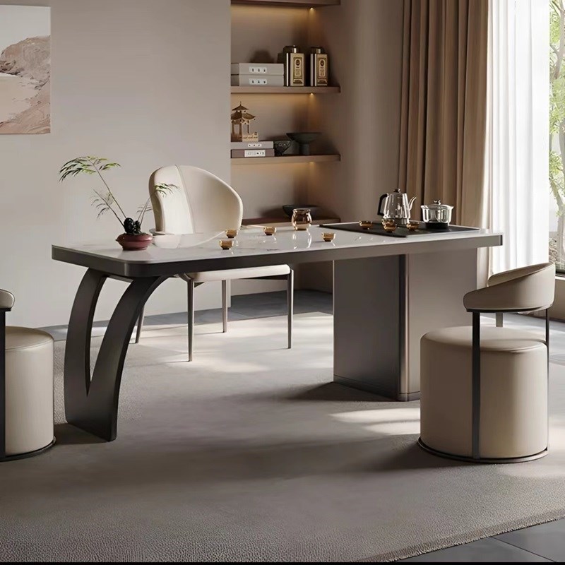 现代简约AK茶几泡茶桌客厅家用岩板茶桌茶台烧水壶一体嵌入式热浪