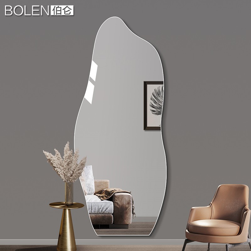 bolen 异形穿衣镜壁挂家用全身镜子无框试衣镜贴墙免打孔装饰镜子
