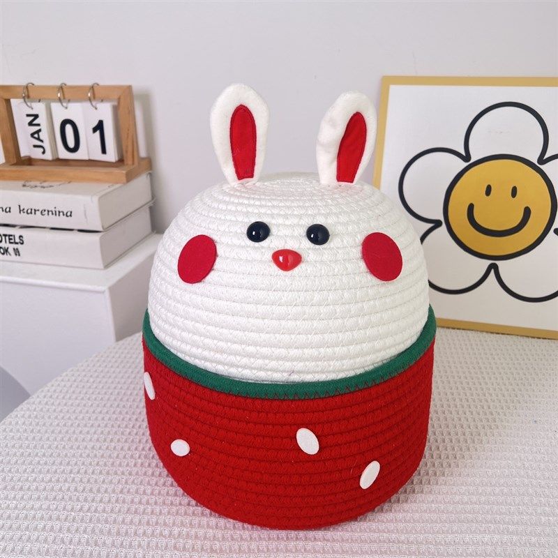 红兔子立体收纳筐零食玩具卡通可爱储物篮,收纳整理,收纳筐,淘宝优惠券,粉丝福利购,淘宝优惠卷