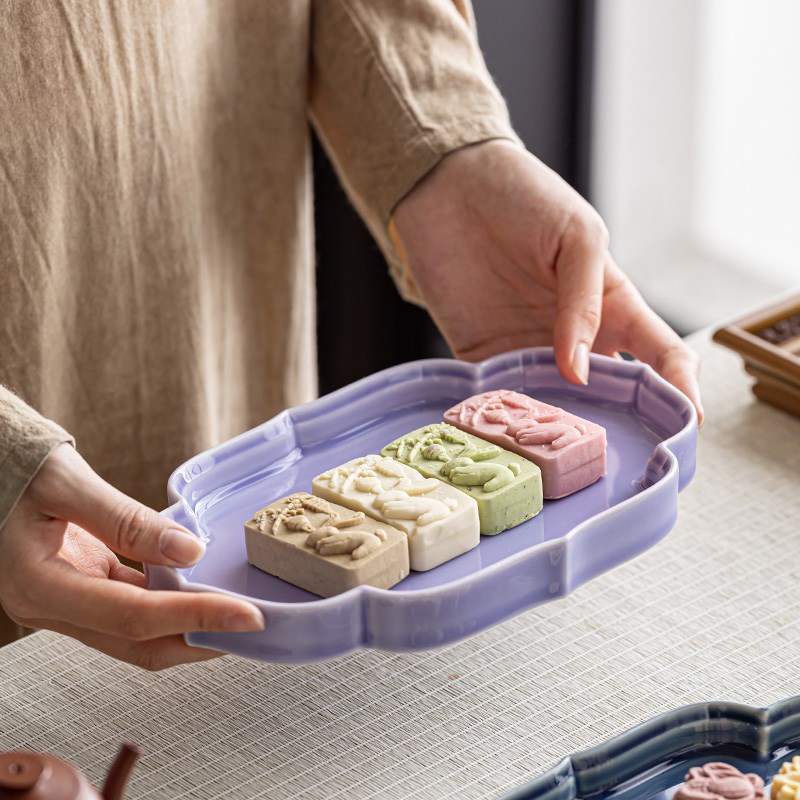 清山胡同中式陶瓷茶点盘果盘客厅茶几家用复古点心盘零食盘糕点盘