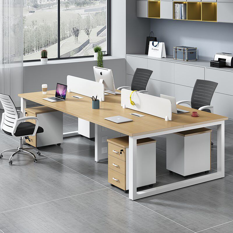 职员办公桌简约现代员工桌椅组合白色2/4/6人位屏风卡座工位桌椅
