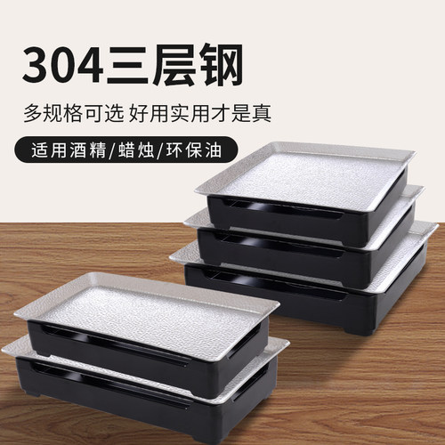 加热串炉保温羊排盘保温炉商用304不锈钢木屋烧烤酒精烤盘蜡烛
