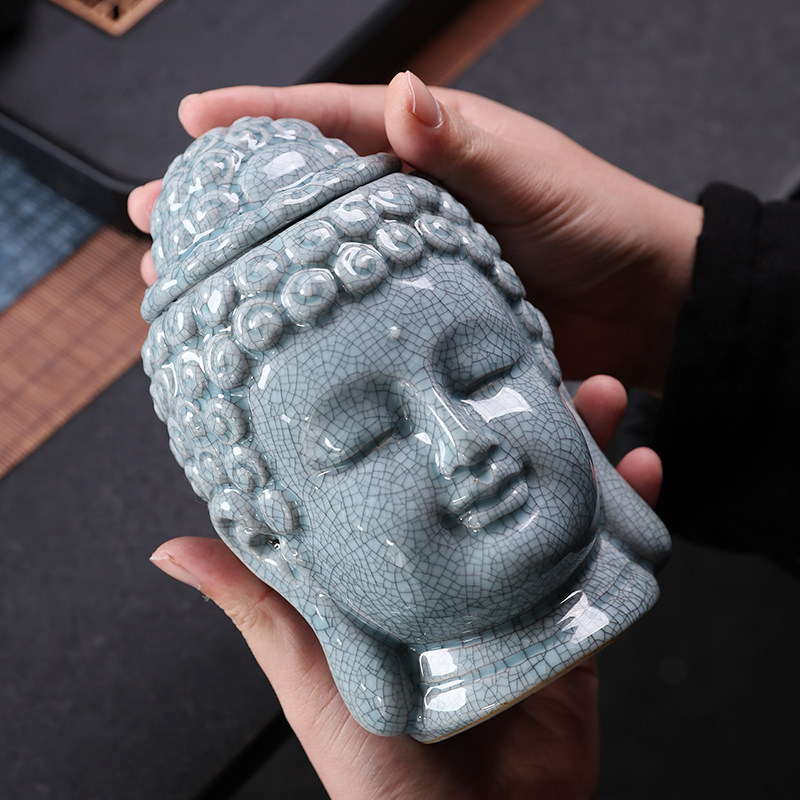 笃牌 陶瓷哥窑复古桌面摆件茶叶罐参茸药丸红绿茶 礼品创意散茶罐