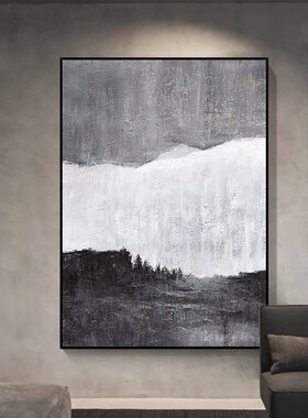 抽象客厅玄关装饰画黑白工业风灰色调高级灰创意样板间卧室挂画