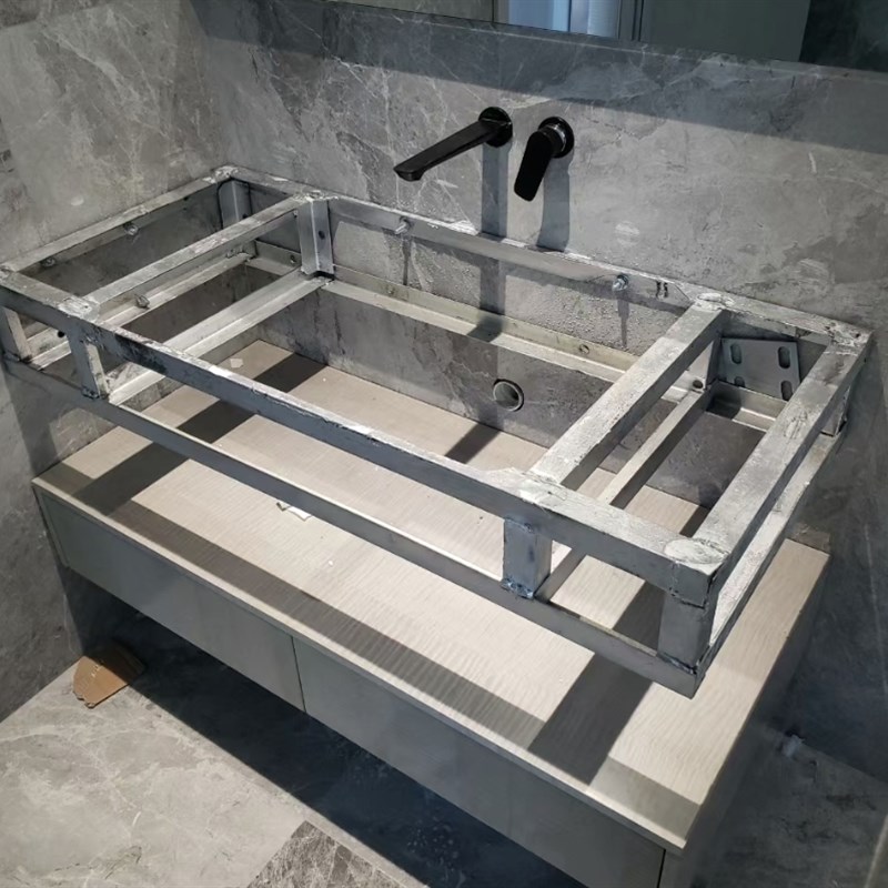 定制浴室台面不锈钢悬浮浴室柜钢架洗手盆悬空柜卫生间挂墙式