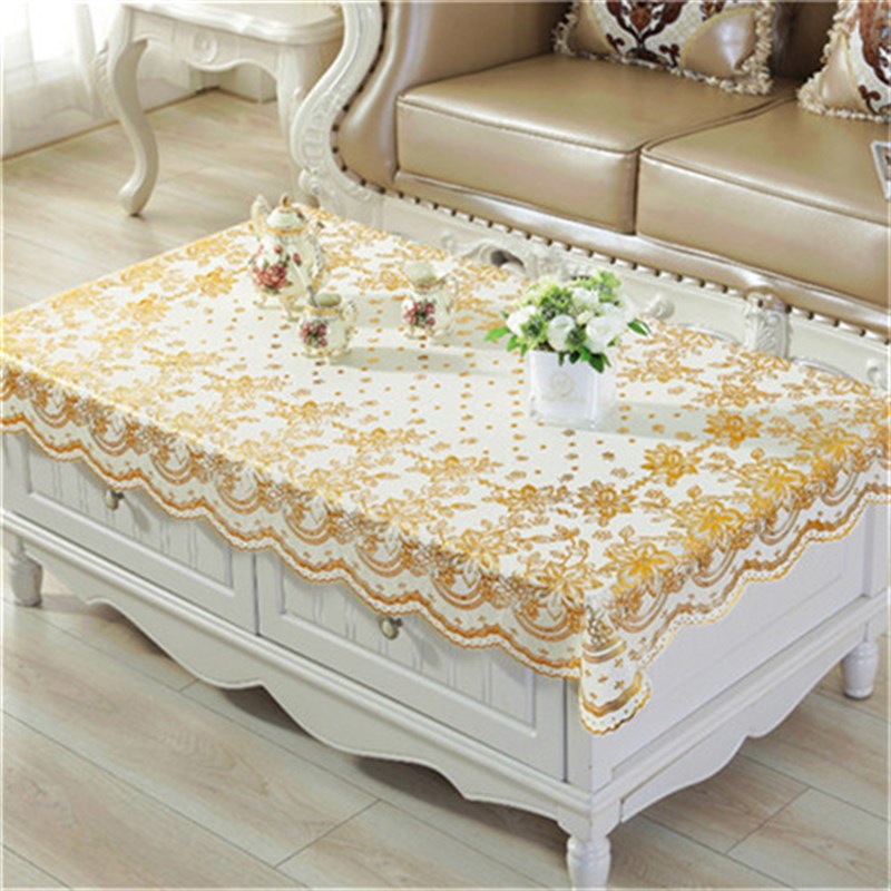 欧式茶几桌布蕾丝防水防油防烫免洗塑料长方形台布PVC茶几巾垫