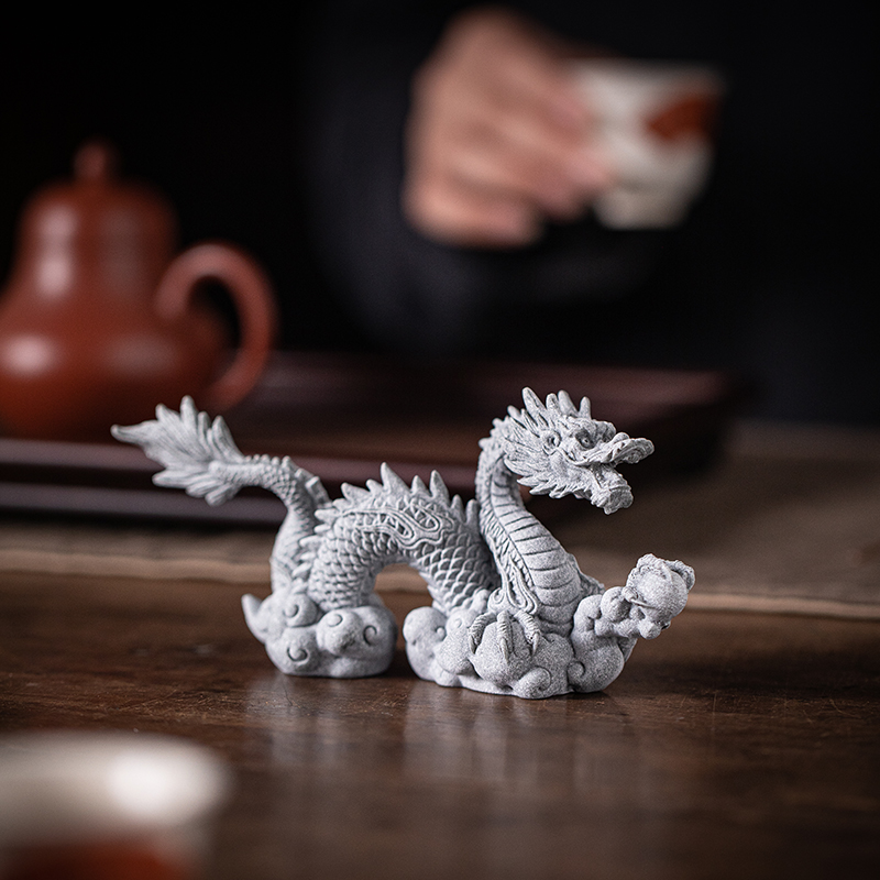 创意祥龙腾云假山盆栽微景观装饰鱼缸造景神龙分体式设计桌面摆件