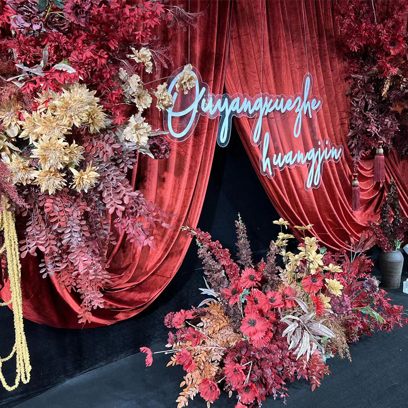 婚庆道具高光金丝绒背景意大利绒婚礼舞台幕布装饰布艺加工布幔