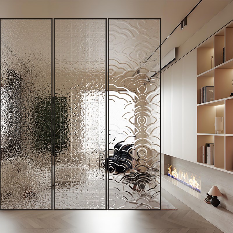 UV打印艺术玻璃彩釉油墨画玻璃隔断仿珐琅彩热熔门窗屏风玄关装饰