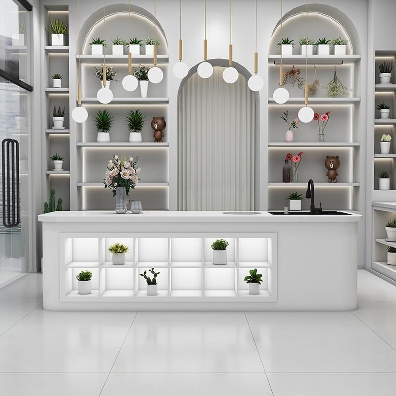 花店操作台收银台花艺工作台水果店果切台公司水吧台家用大理厂家