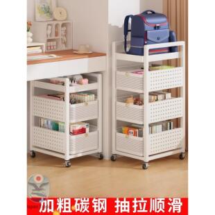 日本碳钢书包置物架可移动小推车书本收纳架多层放书包带滑轮神器