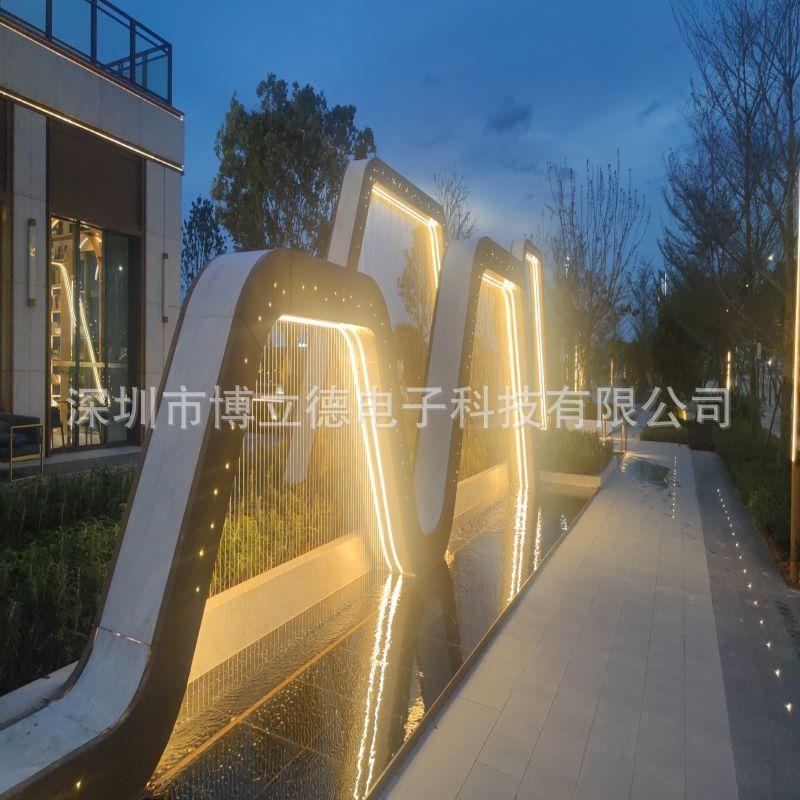 装饰水幕墙线型水幕水帘数码水景观幕帘钢丝光纤拉线大型景观户外