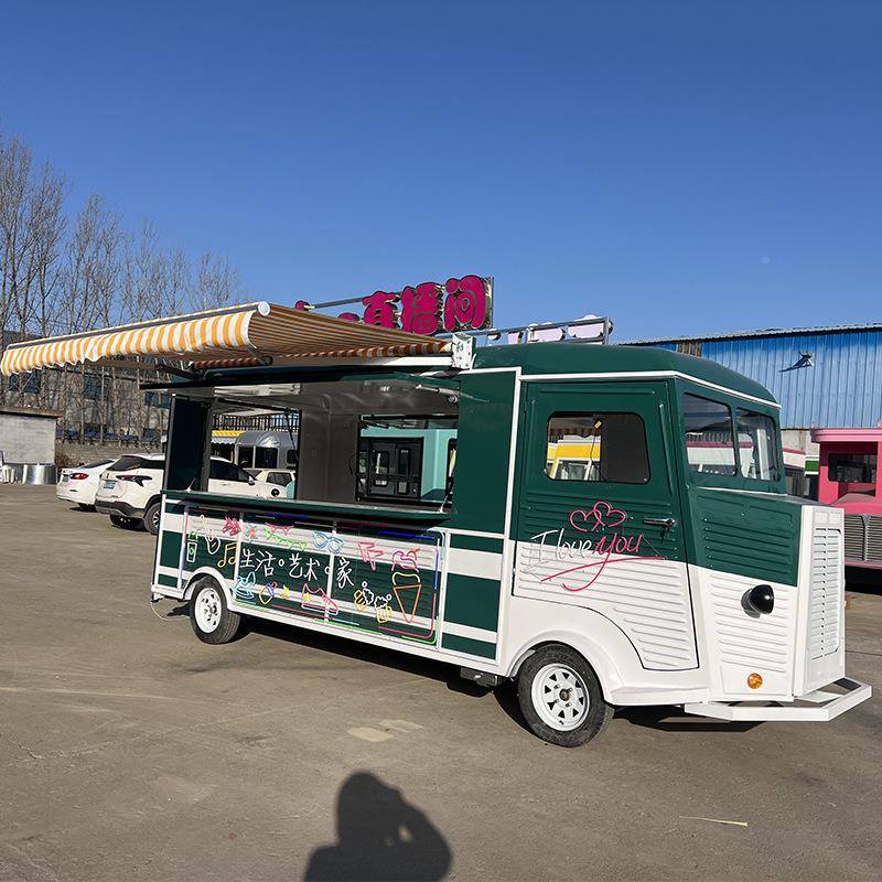 :1车1铁艺铁艺复古215雪铁龙功能小吃房车餐车多电动四轮美食模型