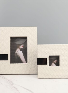 欧式皮革相框摆件样板房电视柜卧室客厅桌面家居软装饰品艺术摆放