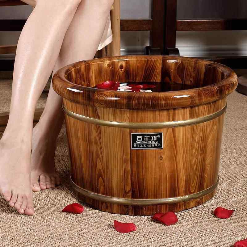 碳化泡脚木桶按摩泡脚桶家用木质过小腿足浴洗脚盆木盆实木泡脚盆
