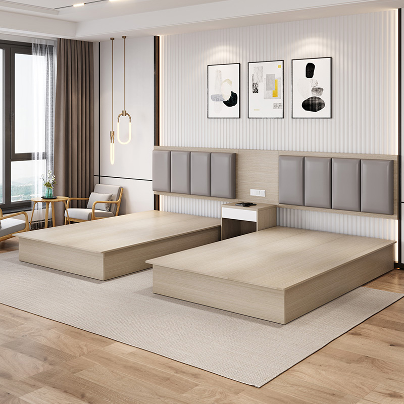 酒店宾馆床家具定制厂家标间单间全公寓民宿单床客房床简约