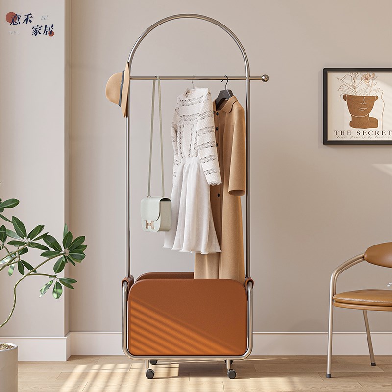 高端落地衣帽架不锈钢卧室脏衣篓落地衣架次净衣架可移动挂衣架