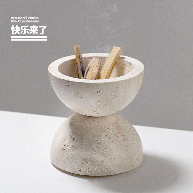 大理石烛台天然秘鲁圣木容器设计师款餐桌摆件客厅装饰家居软装