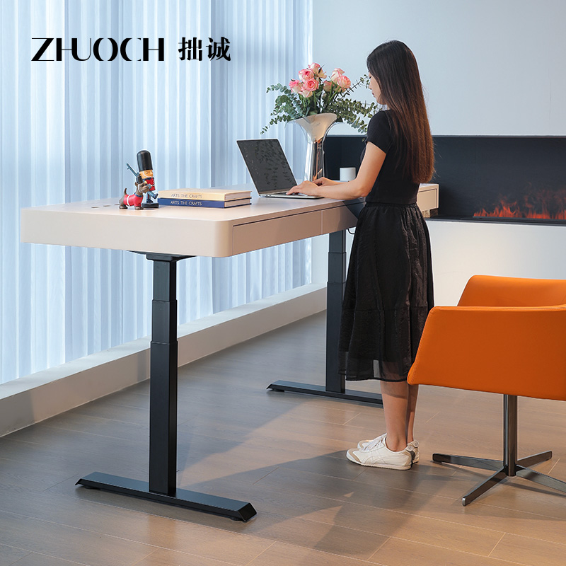 意式极简烤漆电动升降桌简约现代家用人书桌书房办公桌学习桌子