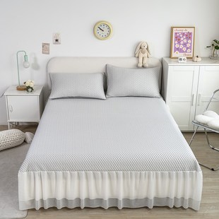 床裙款 床罩 冰丝凉感豆豆凉席三件套空调软席子可水洗机洗折叠夏季