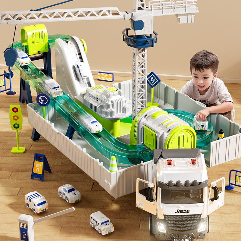 儿童合金大卡车货柜集装箱工程小汽车玩具机吊车4套装男孩3岁6四5