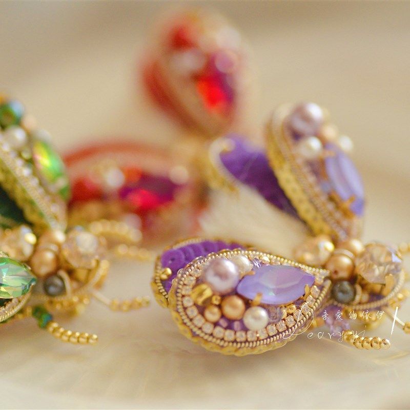 亲爱的依伊 秋冬小甲虫法式刺绣珠绣手工包挂胸针材料包成品DIY,居家布艺,缝纫DIY材料套装,淘宝优惠券,粉丝福利购,淘宝优惠卷