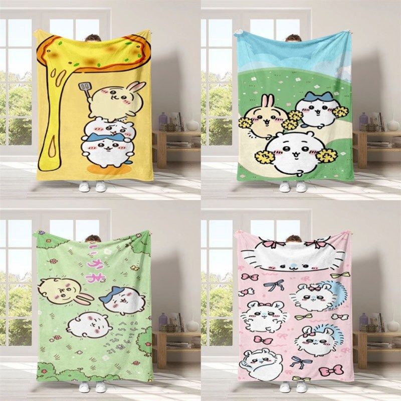 Chiikawa毛毯可爱吉伊卡哇法兰绒日系披肩办公室沙发盖毯空调薄被